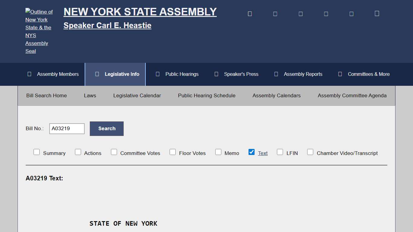 Bill Search and Legislative Information New York State Assembly