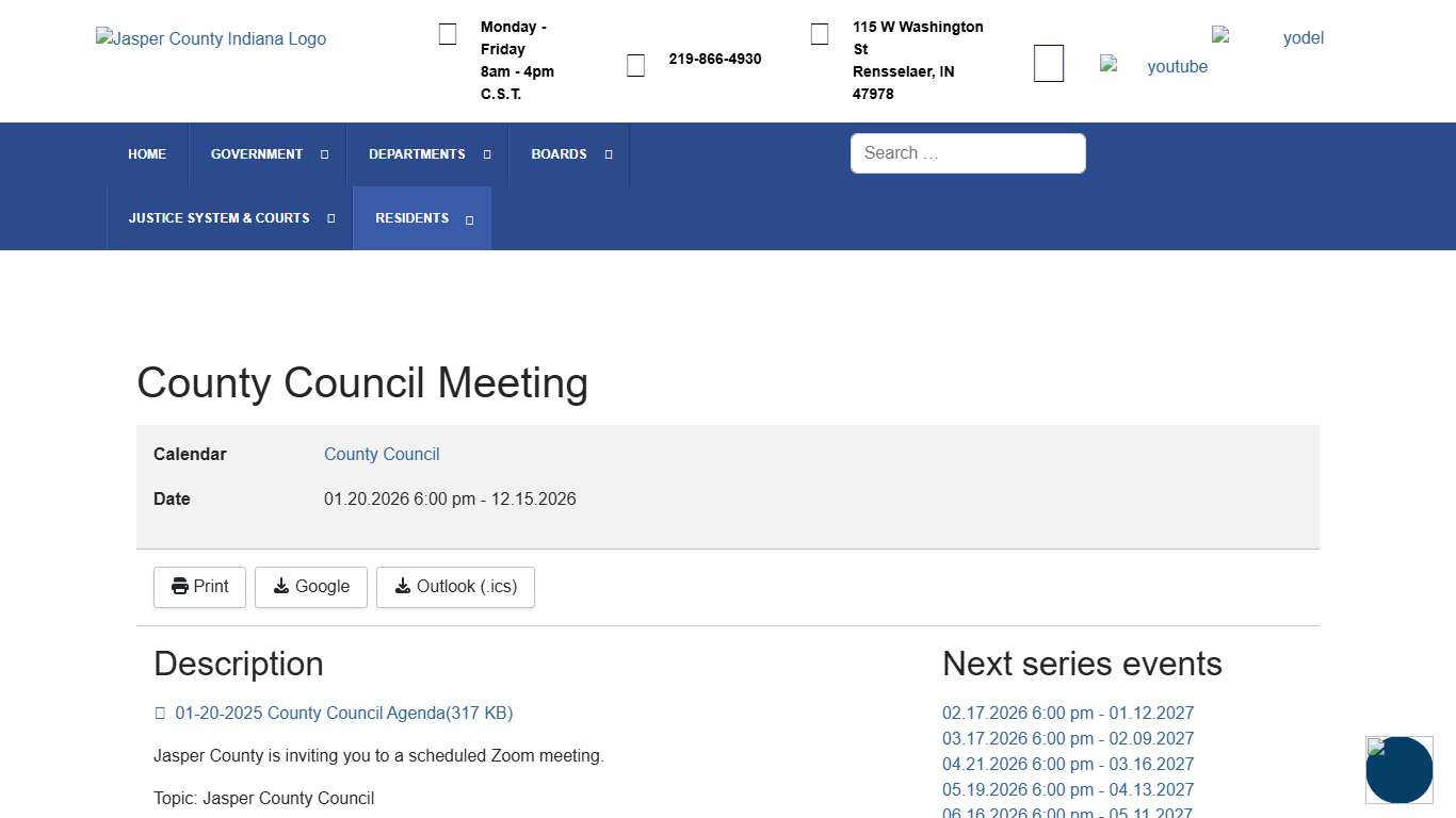 Jasper County, IN - County Council Meeting