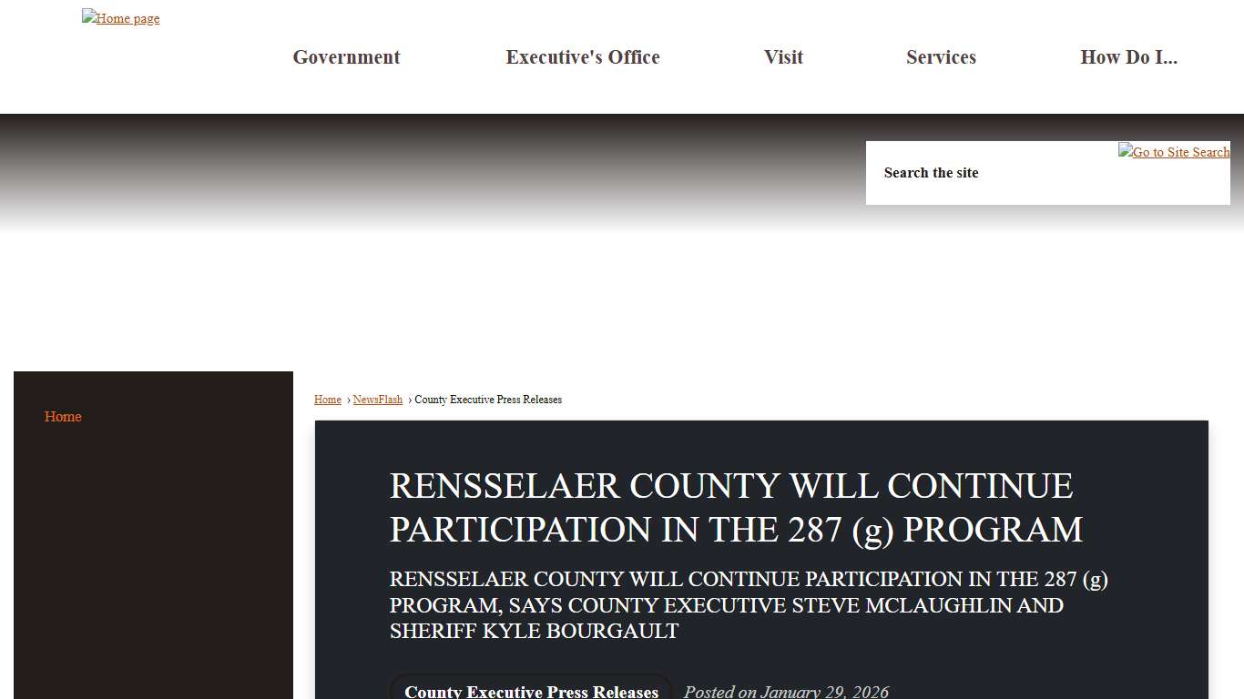 RENSSELAER COUNTY WILL CONTINUE PARTICIPATION IN THE 287 (g) PROGRAM • Rensselaer County, NY